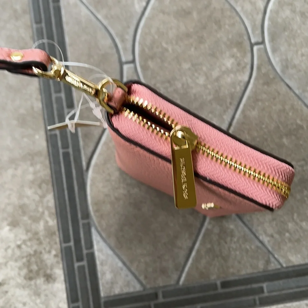 Michael Kors Large Flat MF Phone Case Leather Wallet in Sunset Rose